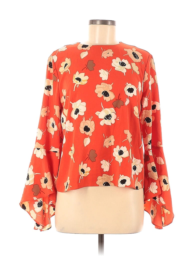 Carmen Carmen Marc Valvo 100% Polyester Orange Long Sleeve Blouse Size ...