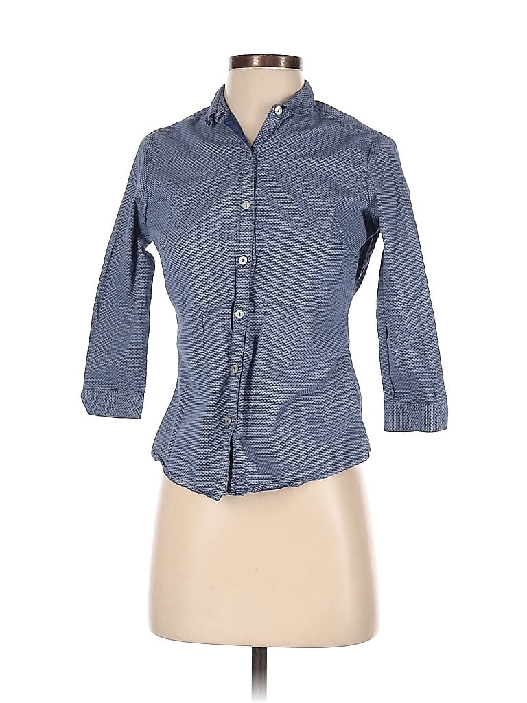 Annabelle 100% Cotton Blue Long Sleeve Button-Down Shirt Size XS - photo 1