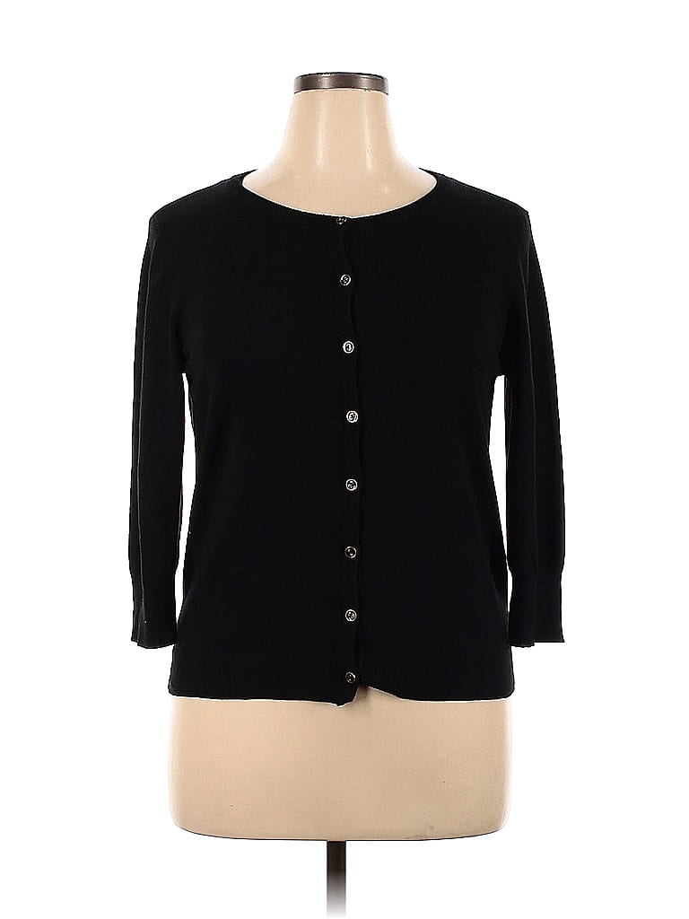 Carolyn Taylor Color Block Solid Black Cardigan Size XL (Petite) - 57% ...