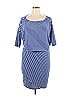 Just Fab Stripes Blue Casual Dress Size XL - photo 1