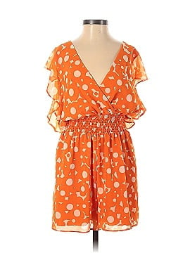 Slate & Willow Orange Floral Ruched Romper (view 1)