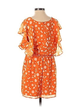 Slate & Willow Orange Floral Ruched Romper (view 2)