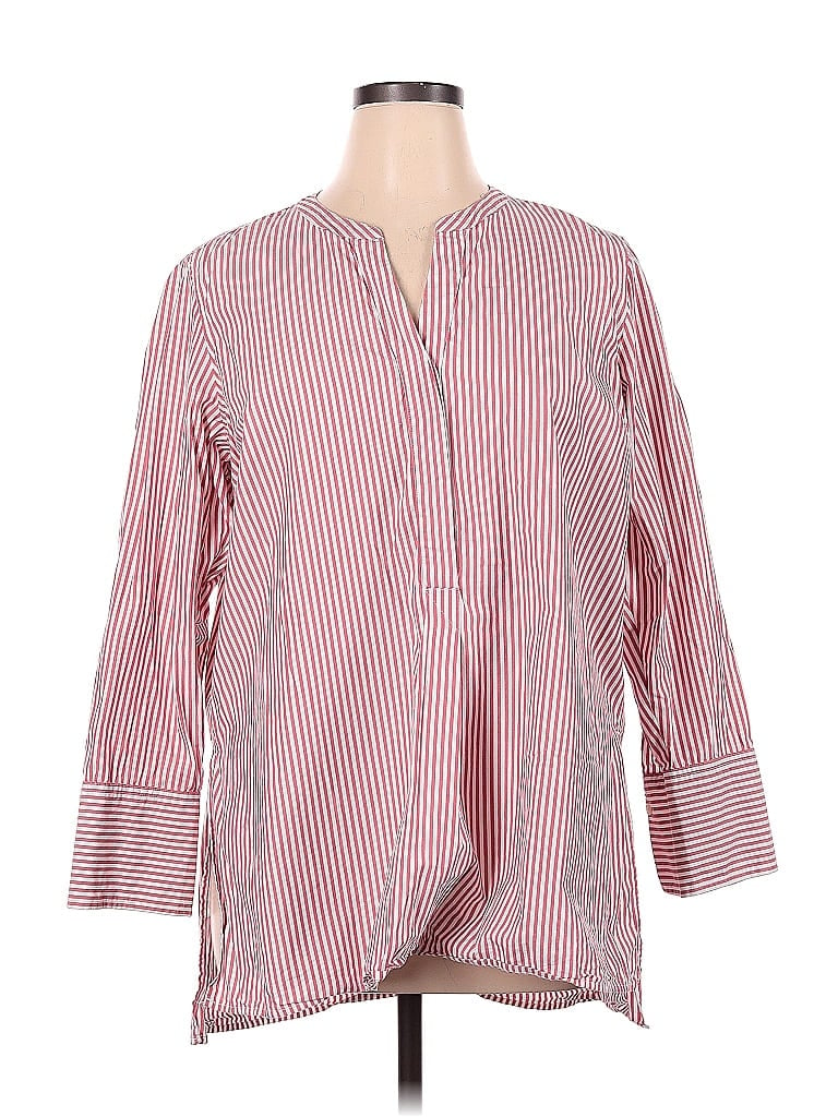 Old Navy 100% Cotton Stripes Pink Long Sleeve Blouse Size XL - photo 1