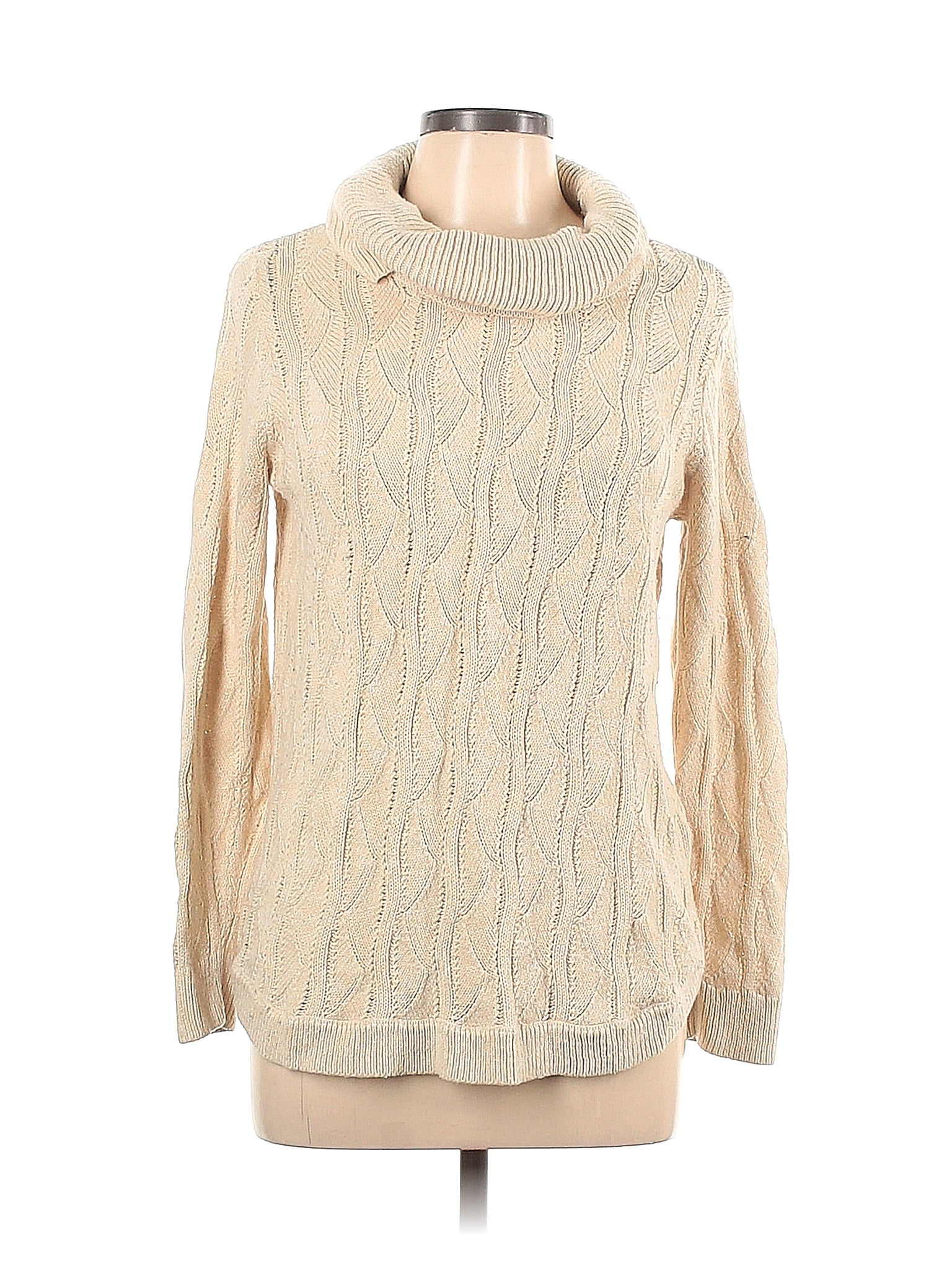 Christopher & Banks Color Block Solid Ivory Turtleneck Sweater Size L ...