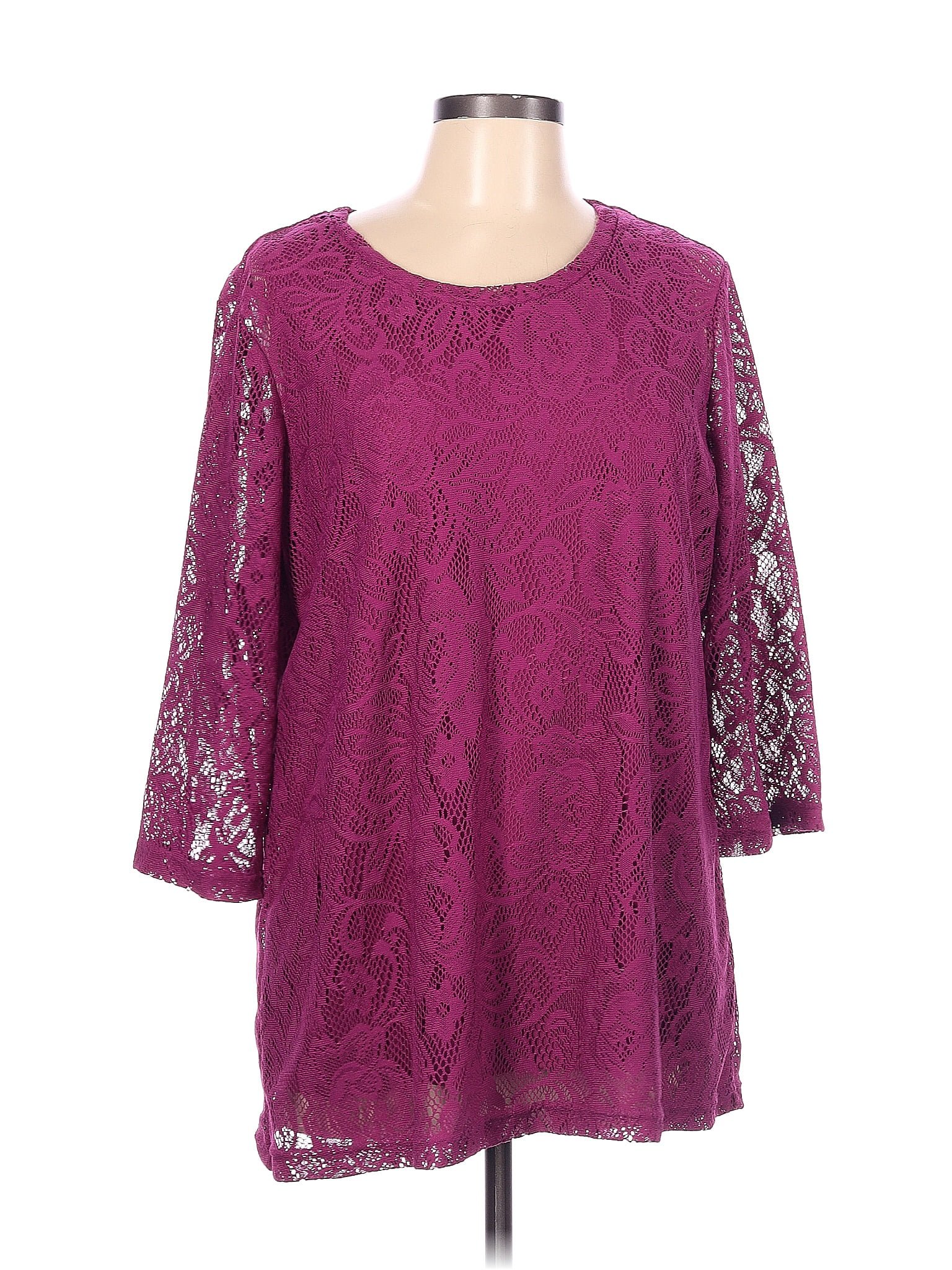 Blair 100% Polyester Burgundy Long Sleeve Blouse Size L - 50% off | thredUP