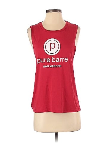 Pure Barre Graphic Solid Red Sleeveless T-Shirt Size M - 50% off