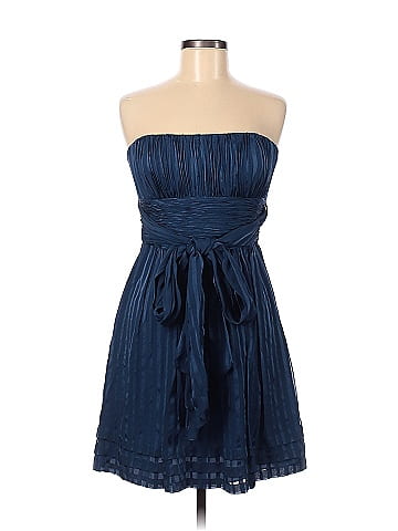 BCBGMAXAZRIA 100 Silk Solid Blue Cocktail Dress Size 6 88 off