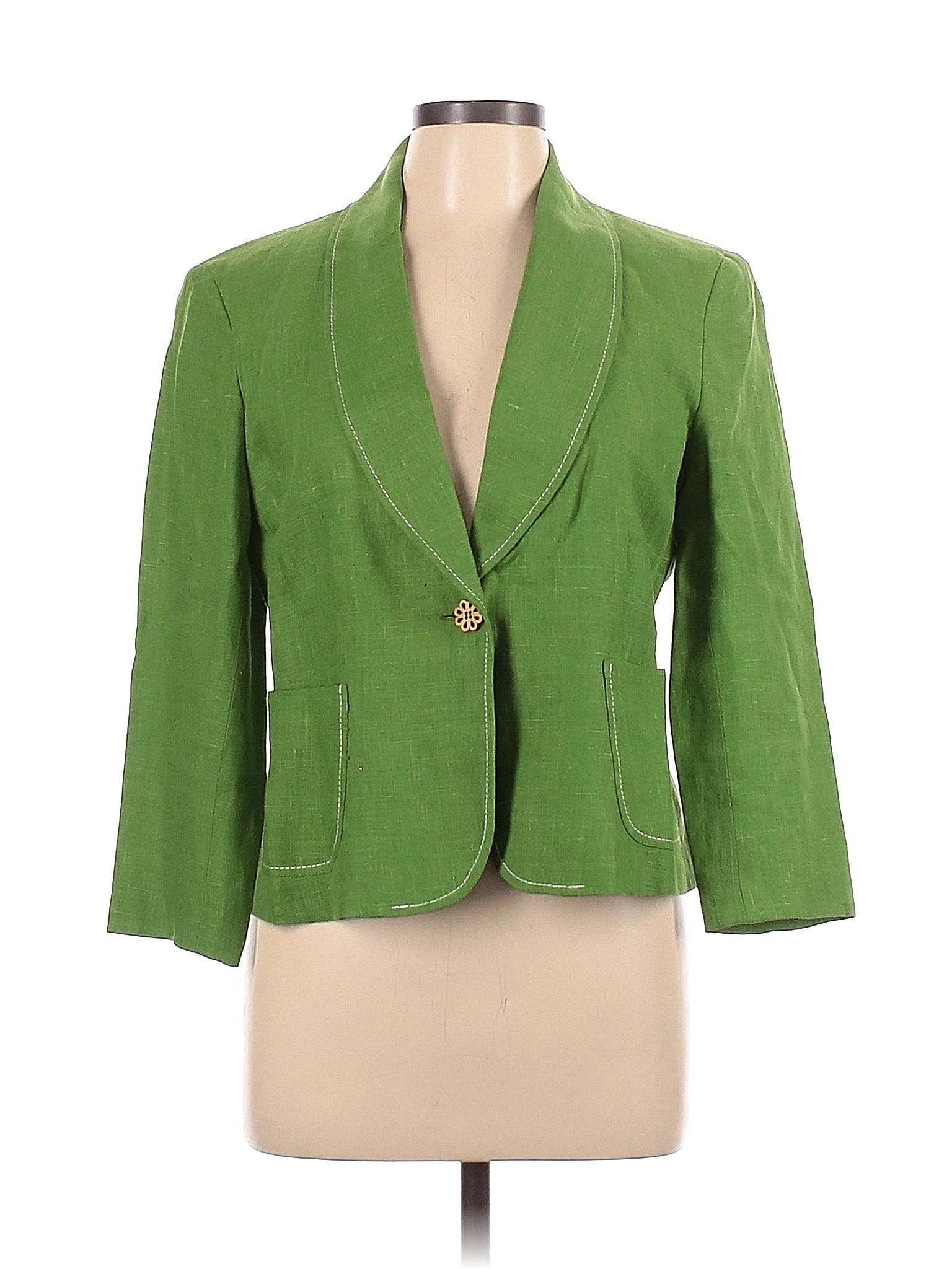 Harve Benard by Benard Holtzman 100% Linen Green Jacket Size 12 - 81% ...