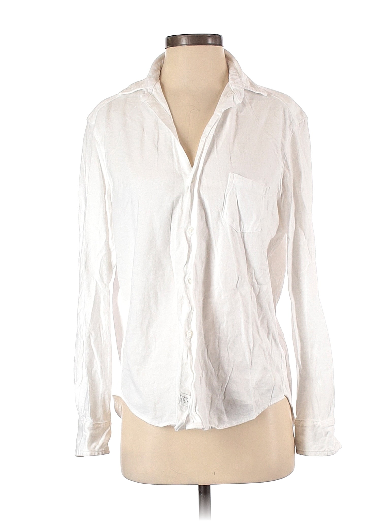 Frank & Eileen 100% Cotton Solid White Sleeveless Button-Down Shirt ...