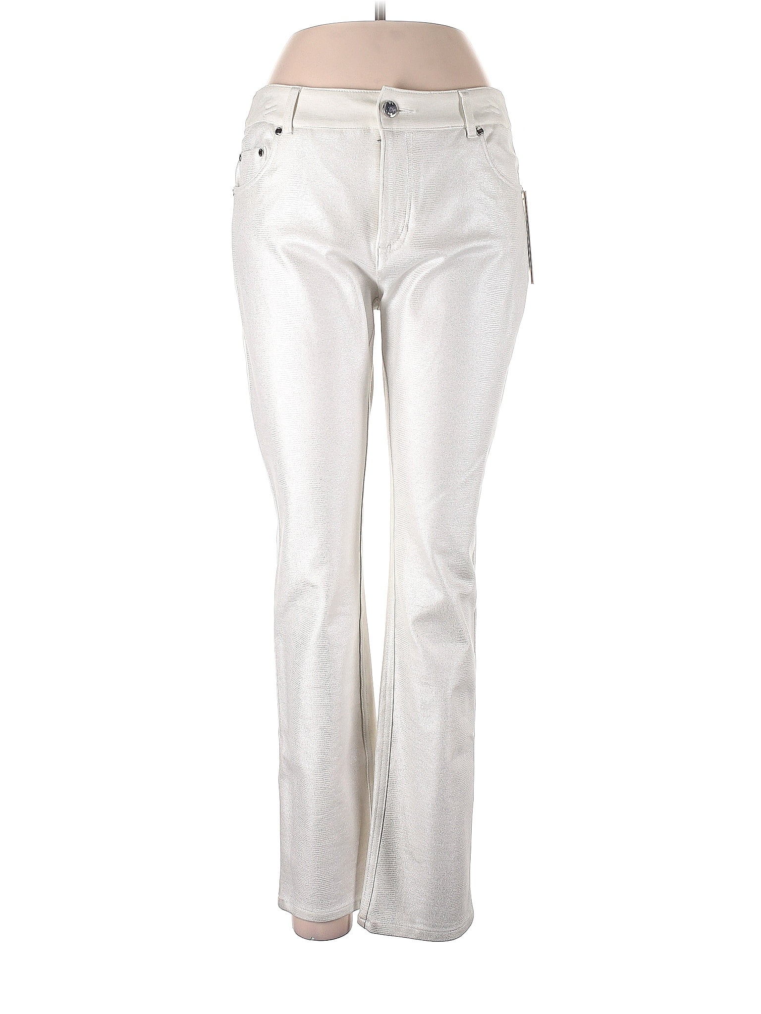 Eric Solid White Silver Casual Pants Size 10 - 75% off | ThredUp