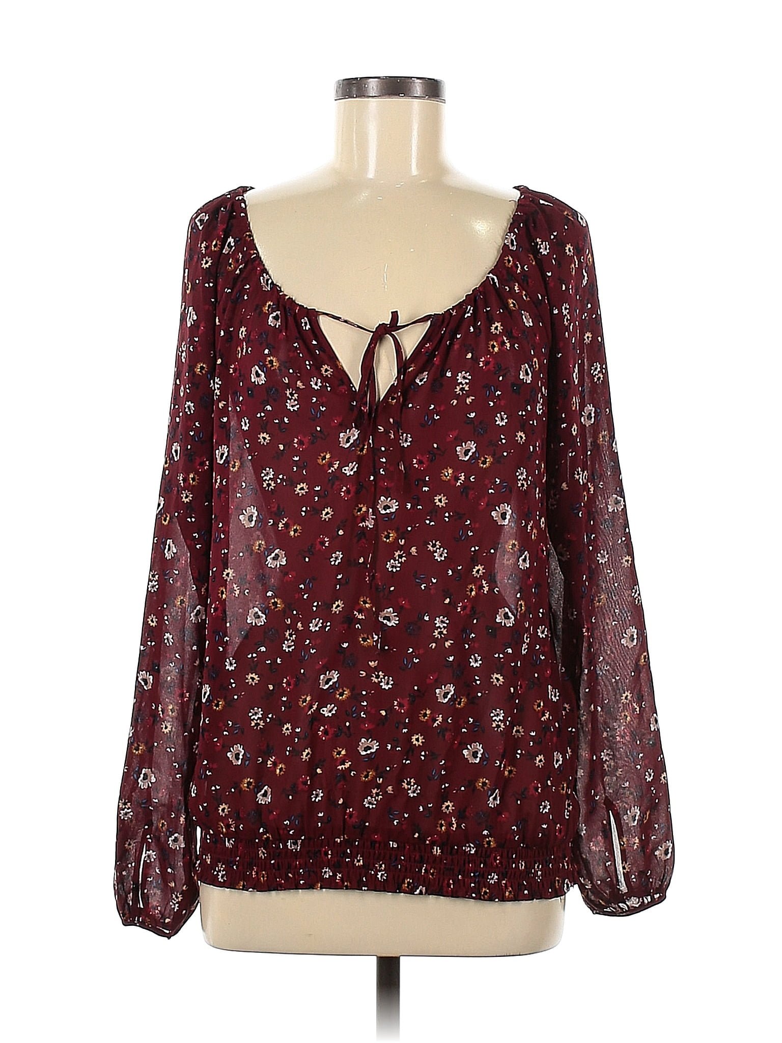 Stradivarius Burgundy Long Sleeve Blouse Size M 50 Off Thredup