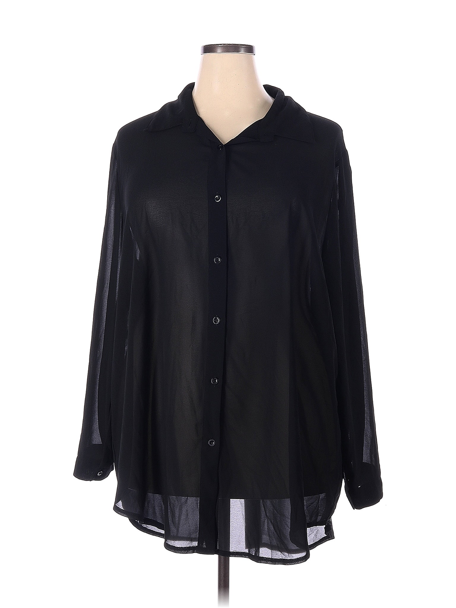 Shein 100% Polyester Black Long Sleeve Blouse Size 4X (Plus) - 50% off ...