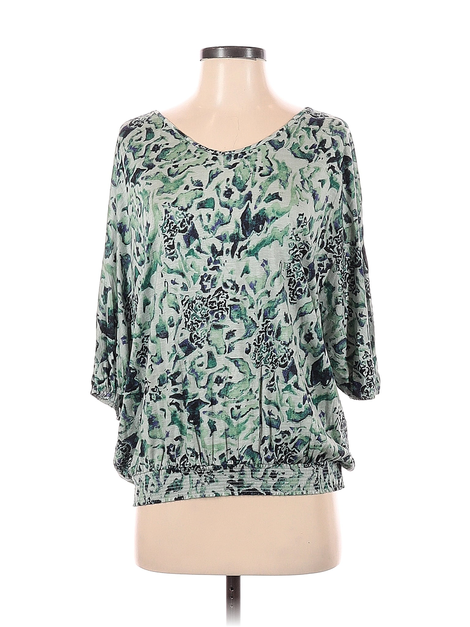 Missy Senora 100 Rayon Green Short Sleeve Blouse Size S 52 off