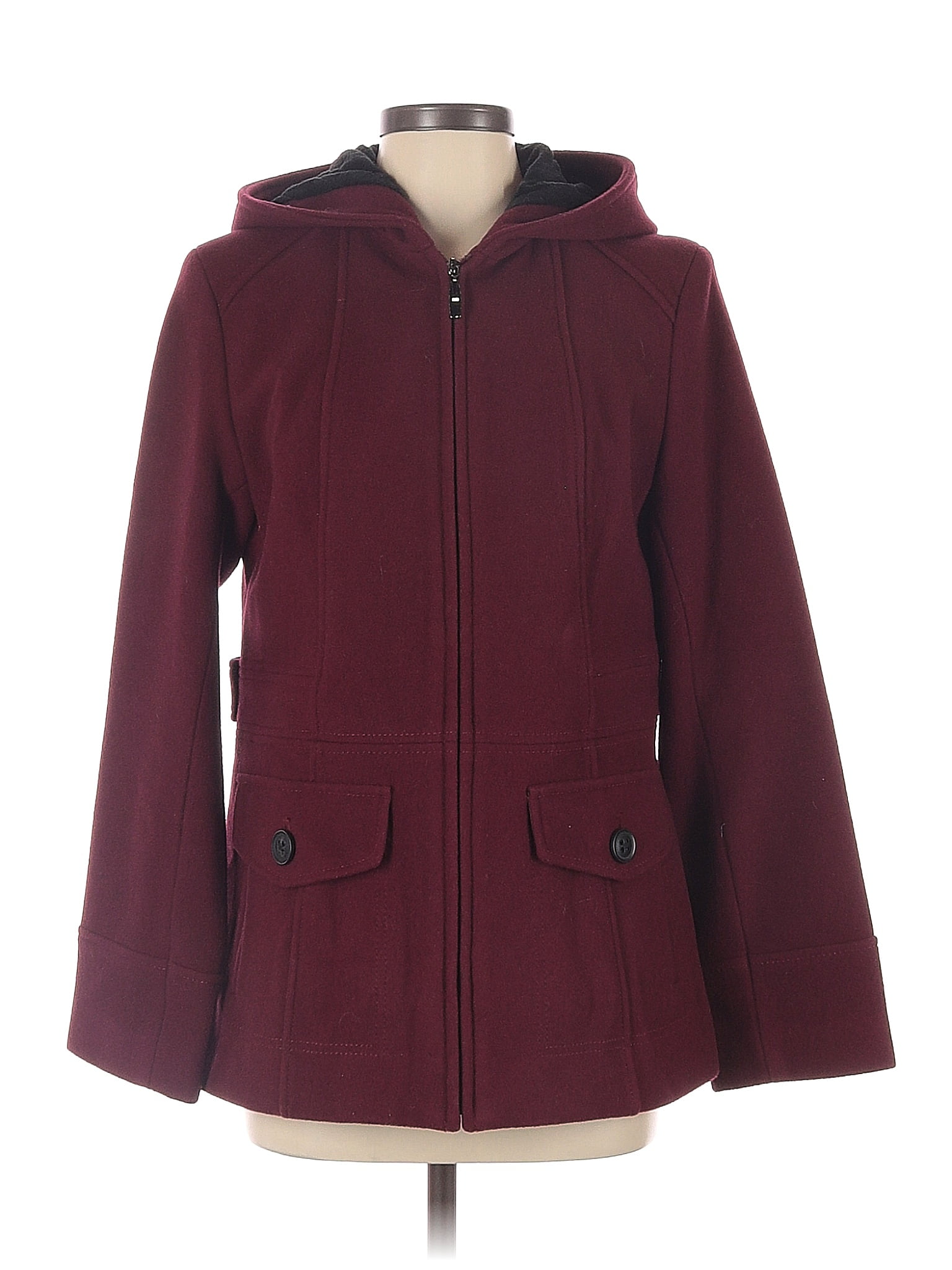 Croft & Barrow Solid Burgundy Wool Coat Size S - 50% off | thredUP