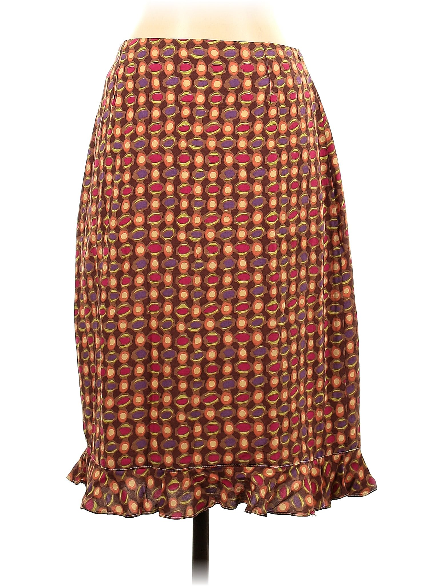 Barbara Lesser 100% Polyester Multi Color Brown Casual Skirt Size S ...