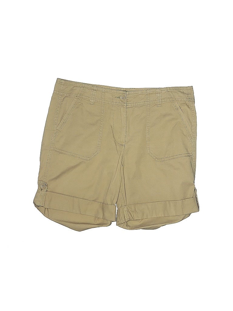 M&S 100% Cotton Solid Tortoise Tan Khaki Shorts Size 10 - photo 1