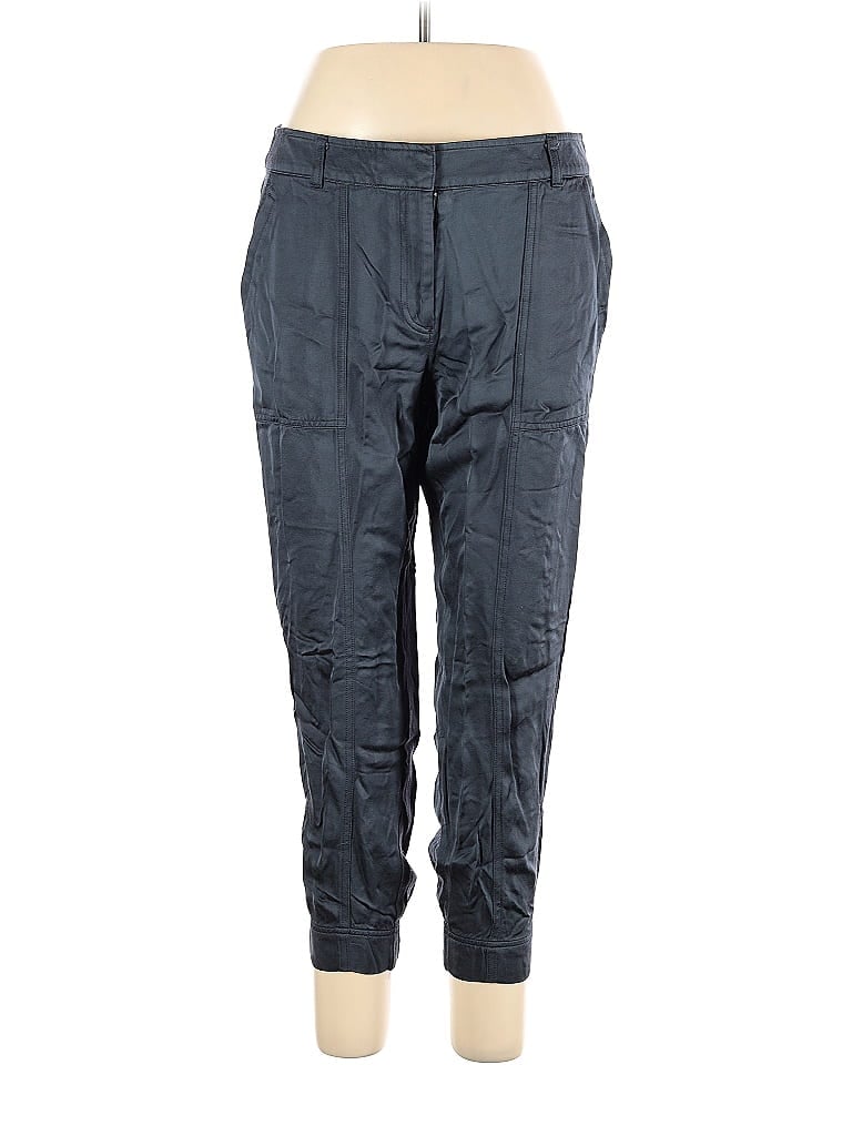 Ann Taylor LOFT 100% Viscose Jacquard Grid Blue Casual Pants Size 10 - photo 1