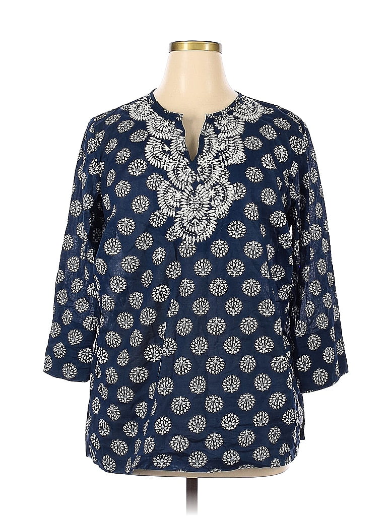 Talbots 100% Cotton Blue Long Sleeve Blouse Size 1X (Plus) - 62% off ...