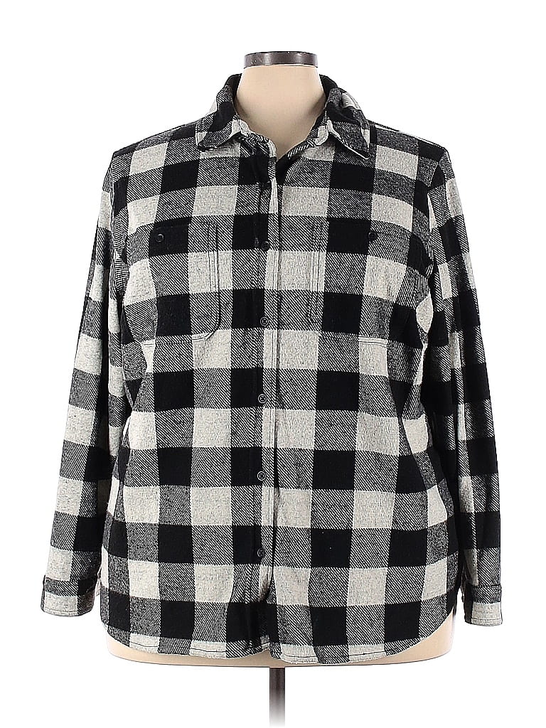 Workshop Republic Clothing Houndstooth Checkered-gingham Plaid Black Long Sleeve Button-Down Shirt Size 3X (Plus) - photo 1