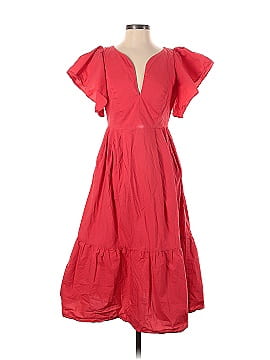 Marissa Webb Collective Red V-Neck Midi Dress (view 1)