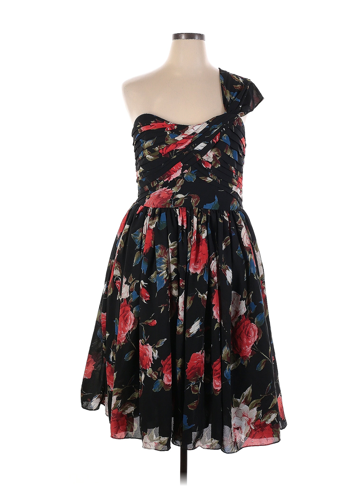 Unique Vintage 100 Polyester Floral Black Cocktail Dress Size 3x Plus