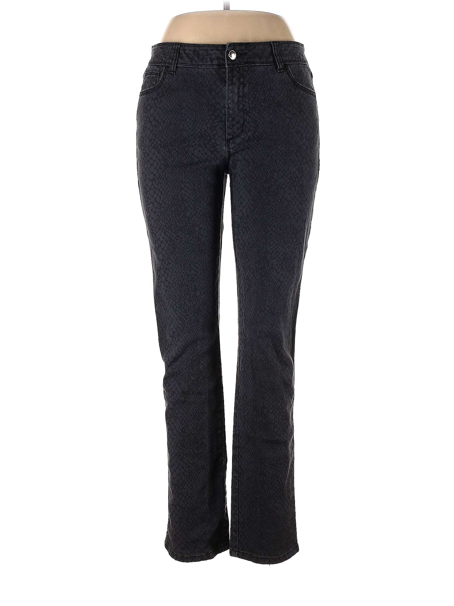 Pantalon jean sept-huitième taille moyenne cinq poches bas clouté