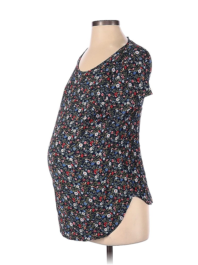 H&M Mama 100% Viscose Floral Multi Color Black Short Sleeve Blouse Size S (Maternity) - photo 1