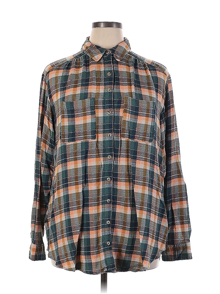 Anthropologie Brown Long Sleeve Button-Down Shirt Size 1X (Plus) - 65% ...