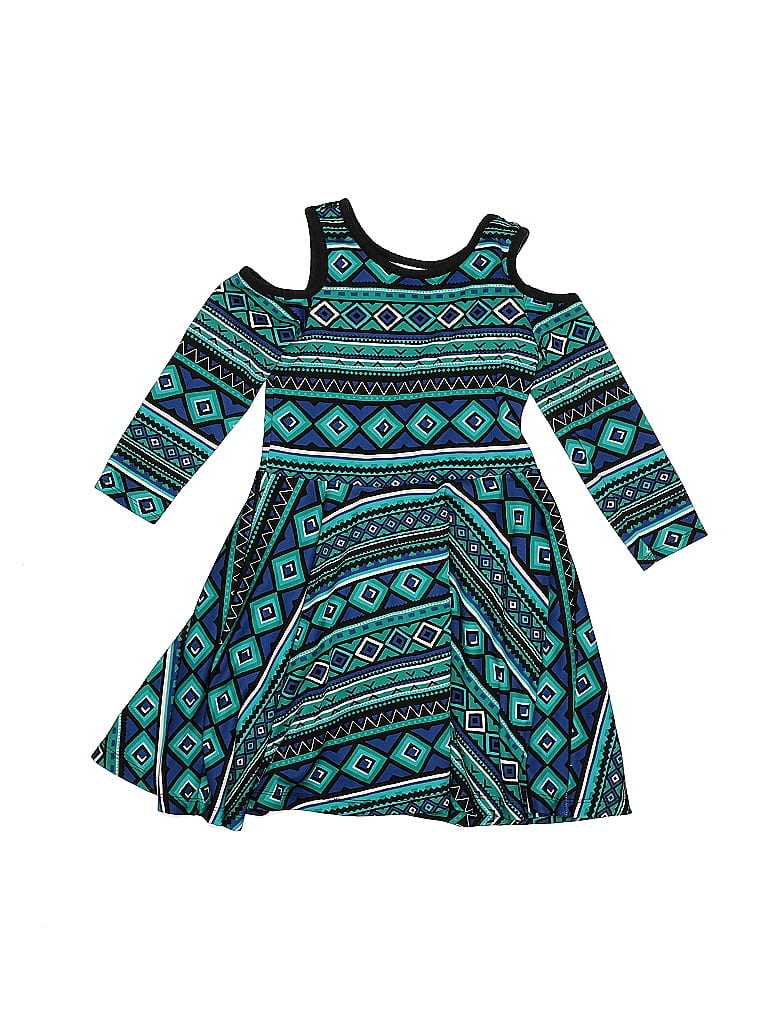Rare Editions Aztec Or Tribal Print Teal Dress Size 7 - photo 1