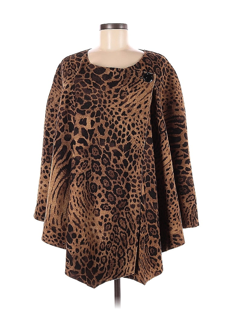 Jones New York Signature Color Block Leopard Print Multi Color Brown Jacket One Size - photo 1