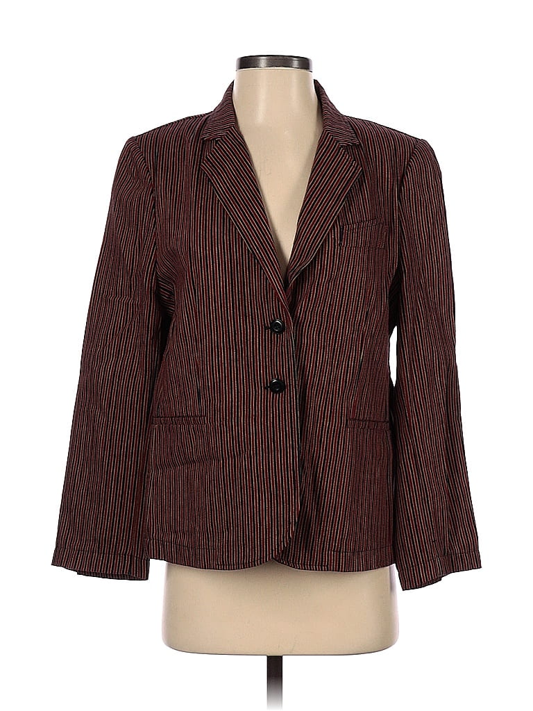 The Great. 100% Cotton Stripes Brown Burgundy Blazer Size Lg (3) - photo 1