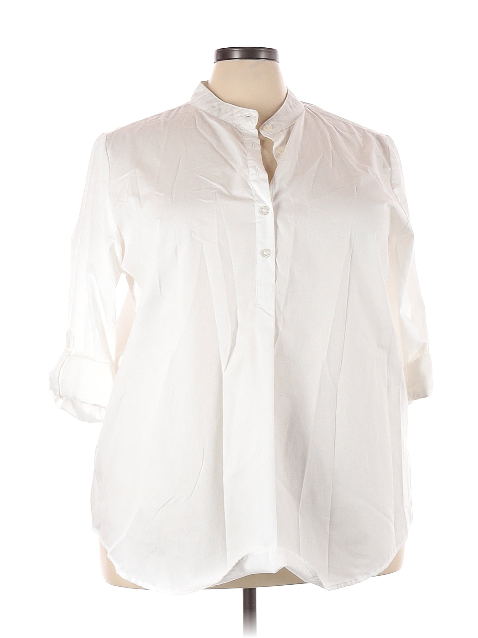 Woman Within White 3/4 Sleeve Blouse Size 22 (1X) (Plus) - 67% off ...