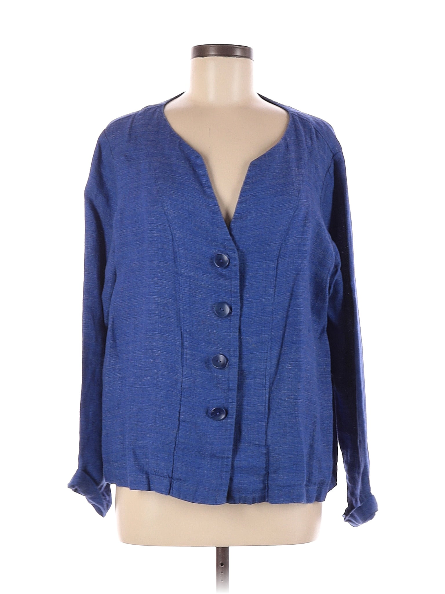 Flax 100% Linen Blue Jacket Size 6 (S) - 68% off | thredUP