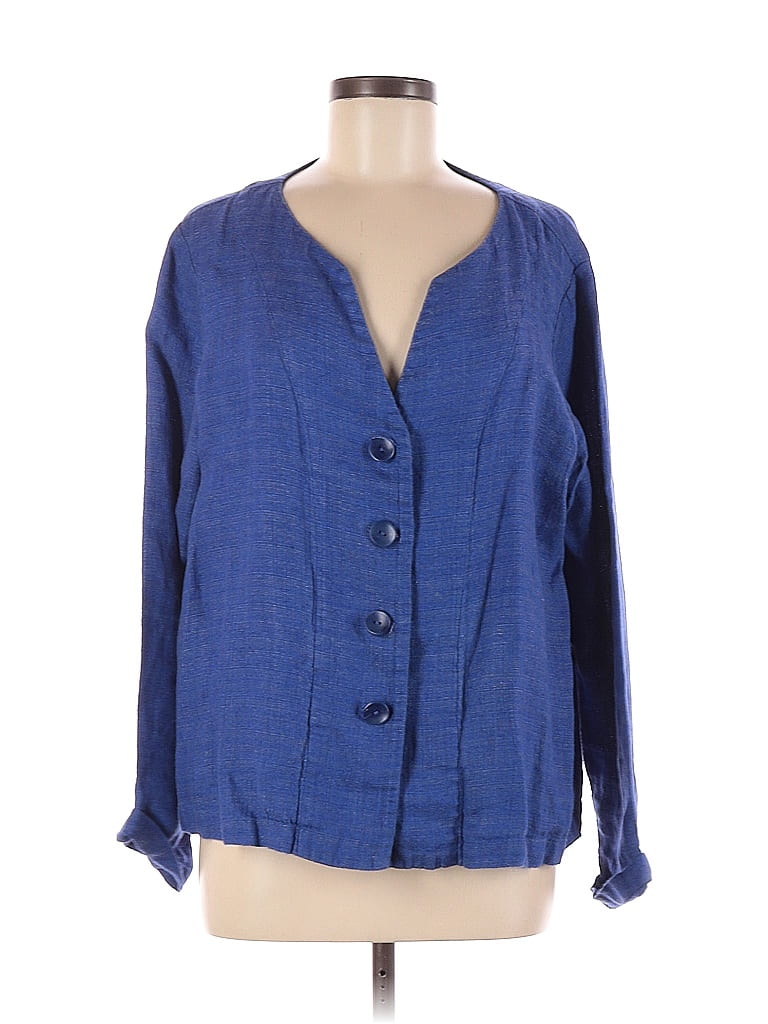 Flax 100% Linen Blue Jacket Size 6 (S) - 68% off | thredUP