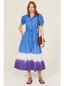 Derek Lam Collective 100% Cotton Tie-dye Blue Blue Dip Dye Midi Dress Size 42 (IT) - photo 3