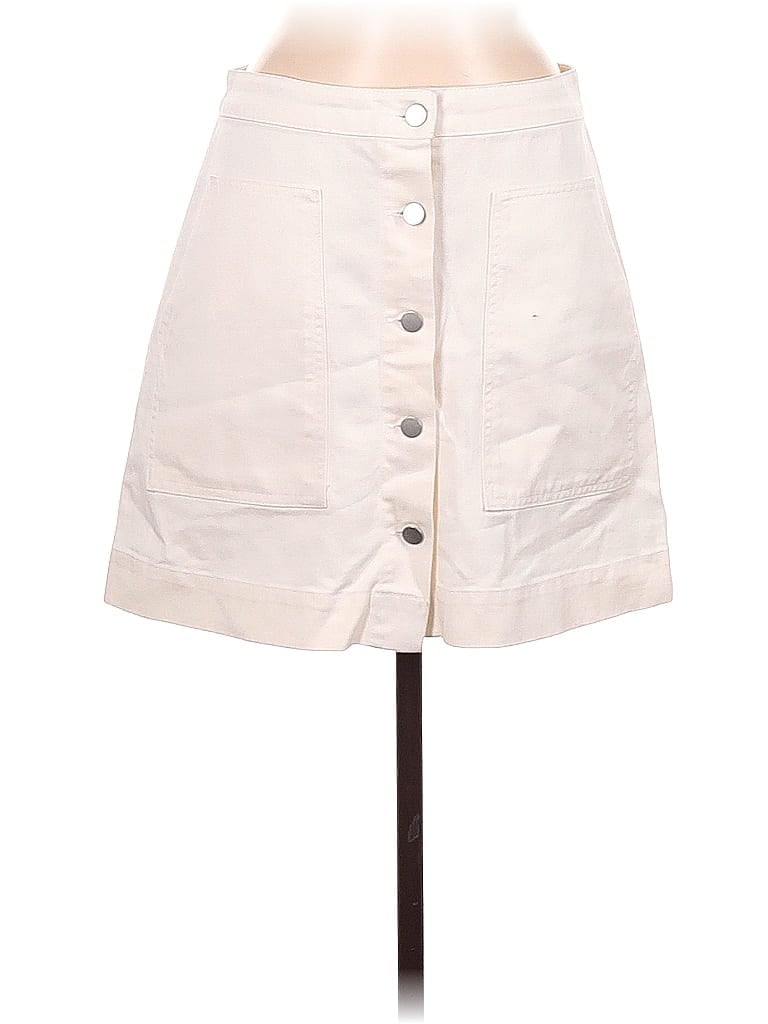 Mi ami 100% Cotton Solid Ivory Denim Skirt Size M - photo 1
