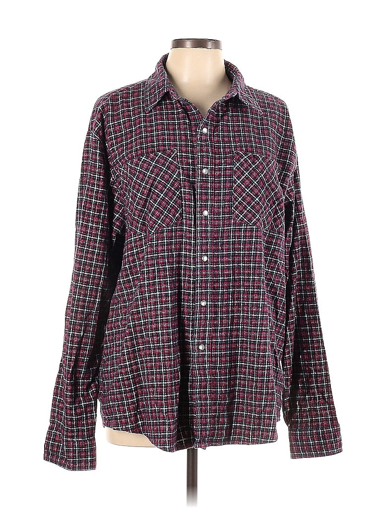 Haband! Burgundy Long Sleeve Button-Down Shirt Size L - 31% off | thredUP