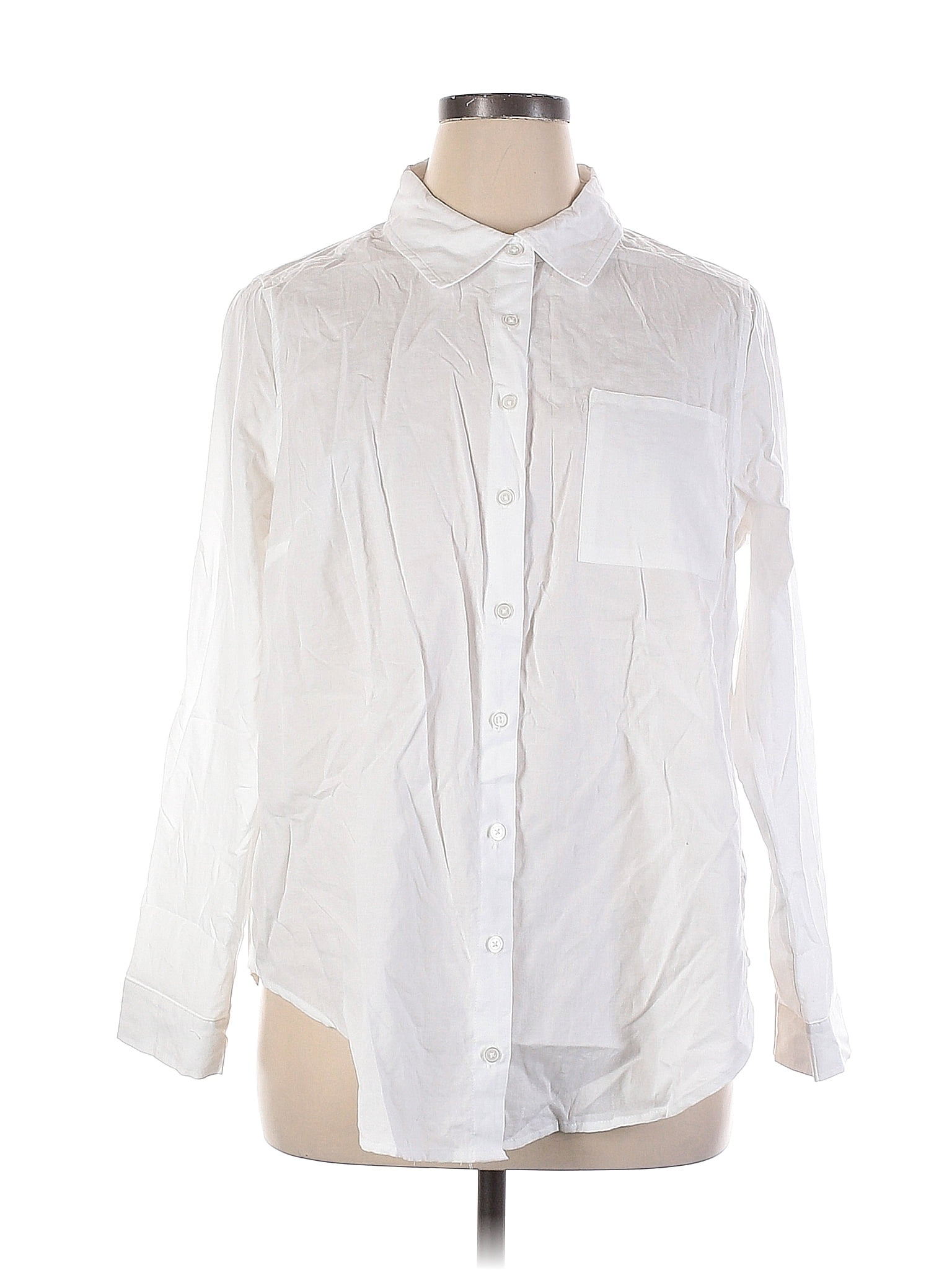 Torrid Solid White Long Sleeve Button-Down Shirt Size 1X Plus (1) (Plus ...