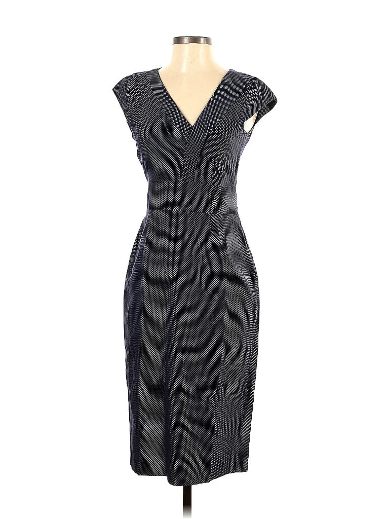 Reiss Jacquard Chevron-herringbone Black Blue Cocktail Dress Size 2 - photo 1