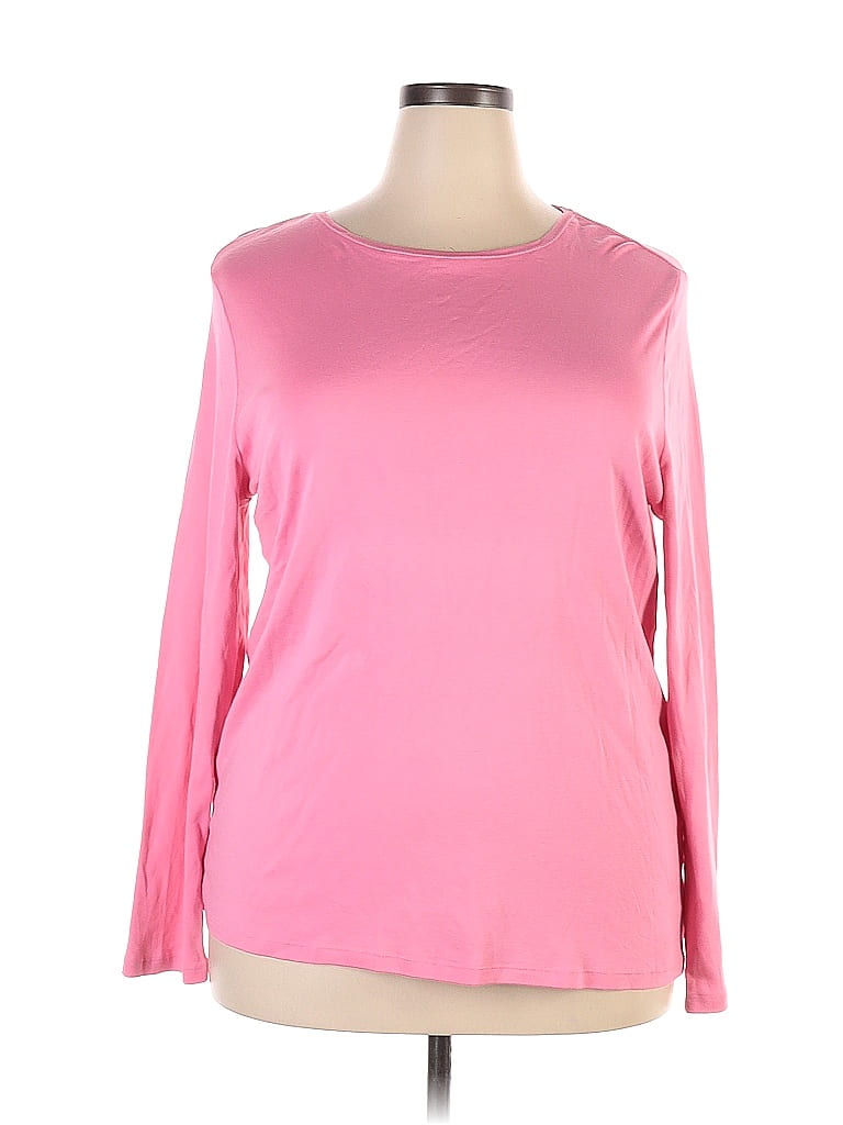 Talbots 100% Pima Cotton Pink Long Sleeve T-Shirt Size 2X (Plus) - 66% ...