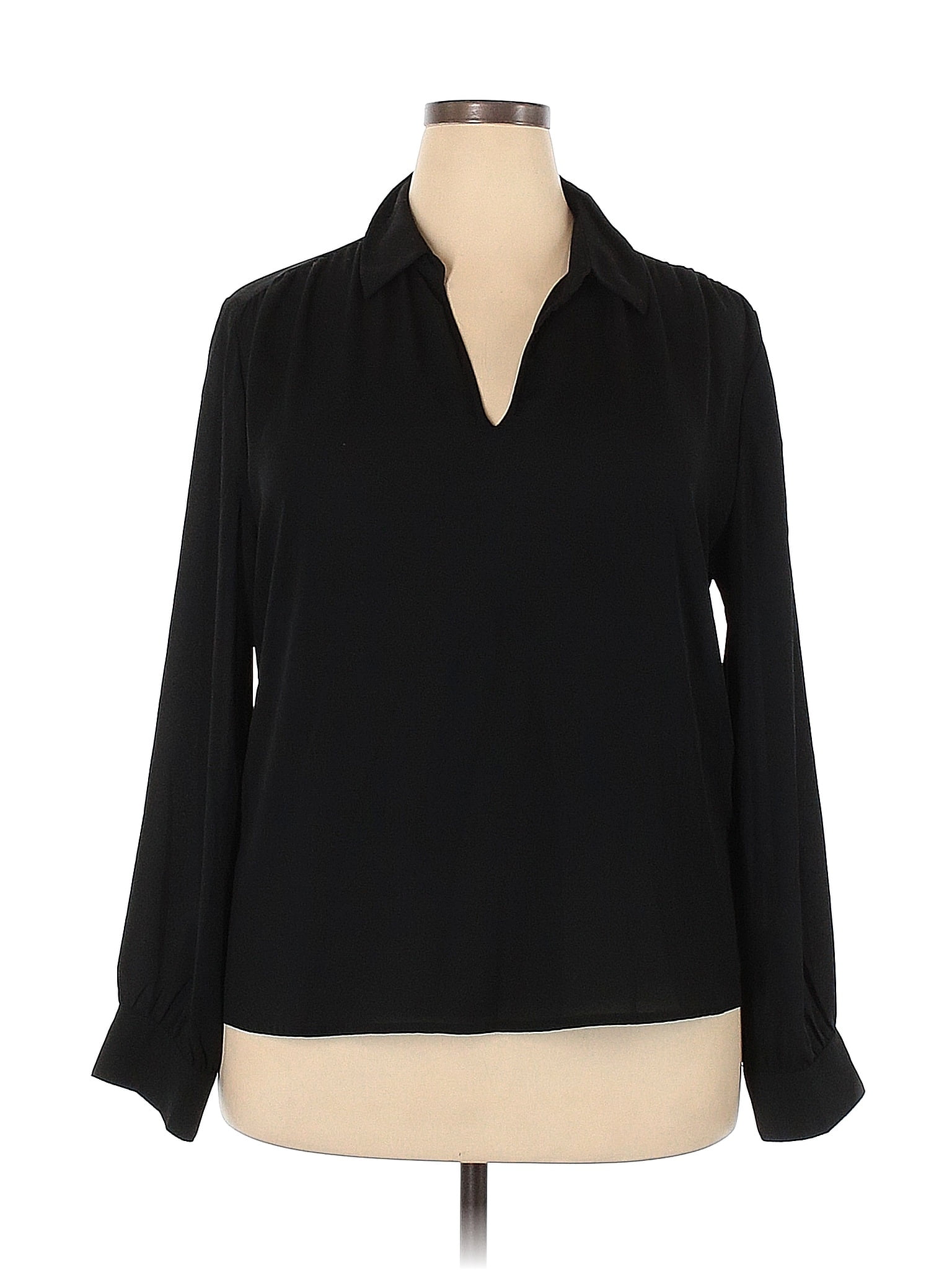 New York & Company 100% Polyester Black Long Sleeve Blouse Size XXL ...