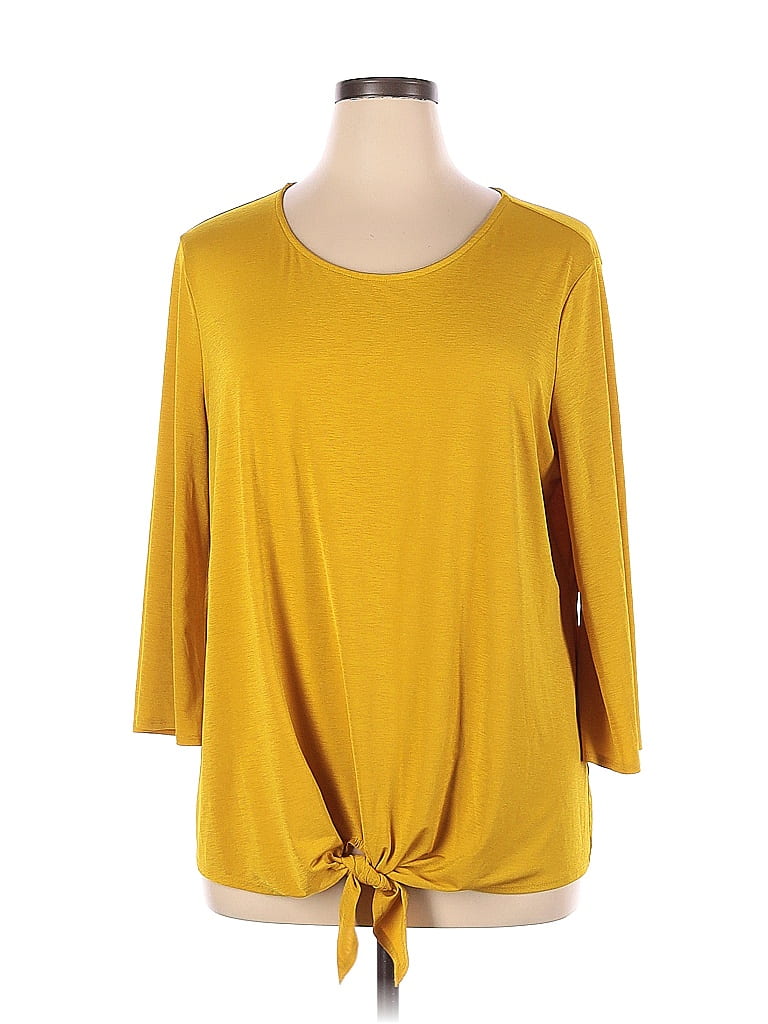 Cato Yellow 3/4 Sleeve Top Size XL - 50% off | thredUP