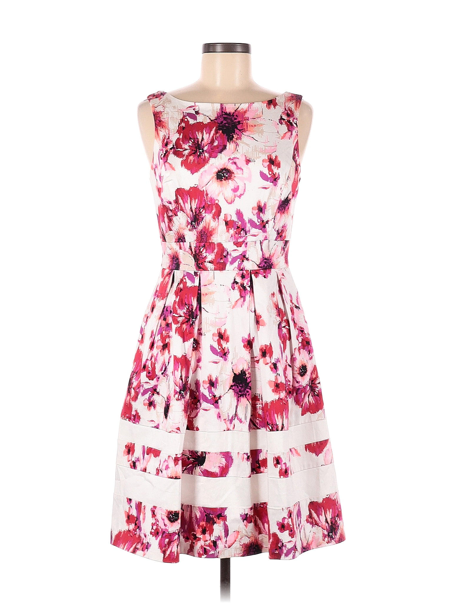 White House Black Market Floral Multi Color Pink Casual Dress Size 8 ...