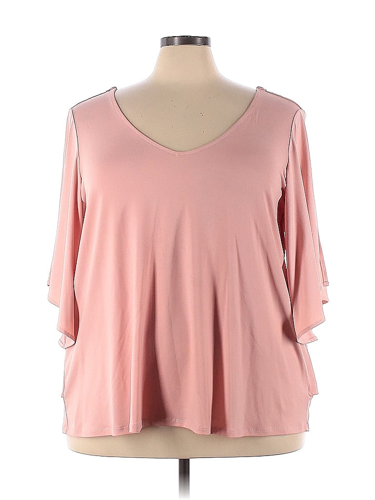Roaman's Solid Pink 3/4 Sleeve Top Size 30 (Plus) - photo 1