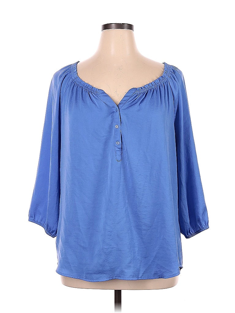 Apt 9 100 Polyester Blue Long Sleeve Blouse Size Xl 51 Off Thredup