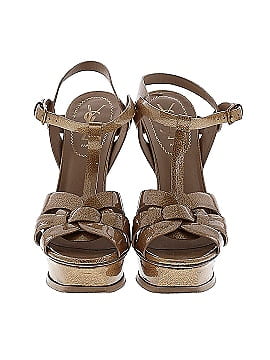 Yves Saint Laurent Rive Gauche Patent Leather T-Strap Heels (view 2)