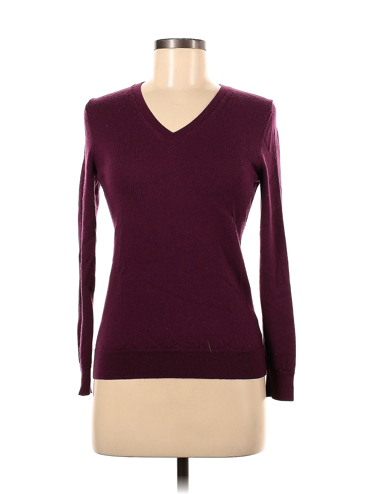 Lord And Taylor 100 Merino Wool Color Block Solid Purple Burgundy