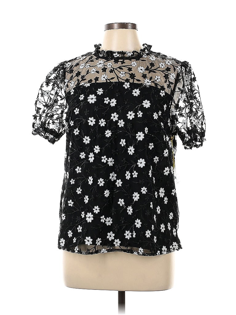 Cece 100 Polyester Black Short Sleeve Blouse Size L 73 Off Thredup