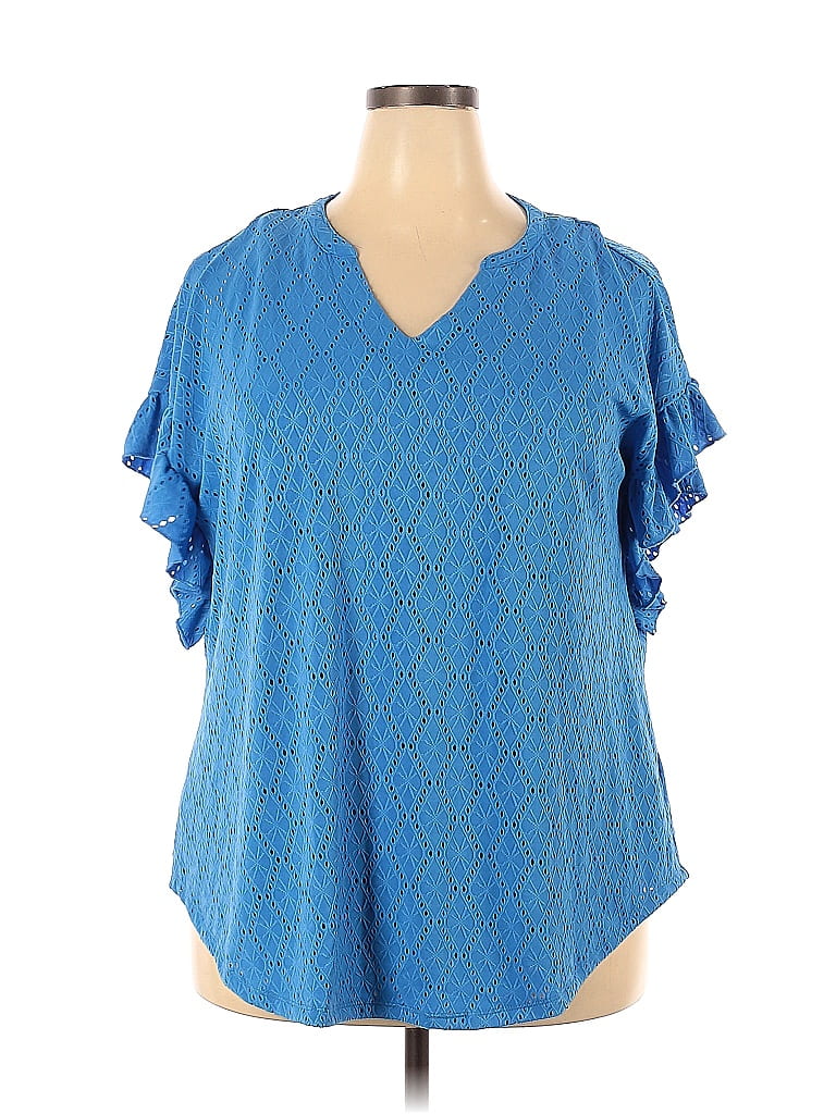 Ruby Rd. Blue Short Sleeve Top Size 2X (Plus) - photo 1