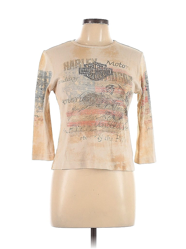 Harley Davidson 100% Cotton Graphic Tan Long Sleeve T-Shirt Size L - photo 1